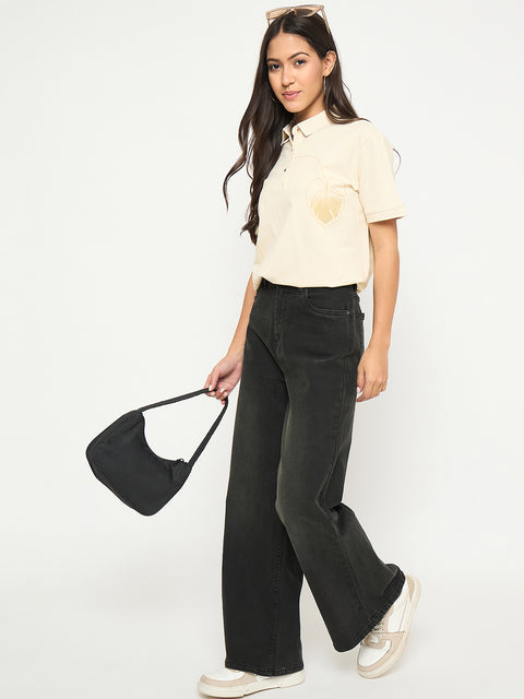 Madame Whiskered Charcoal Black Cotton Blend Jeans