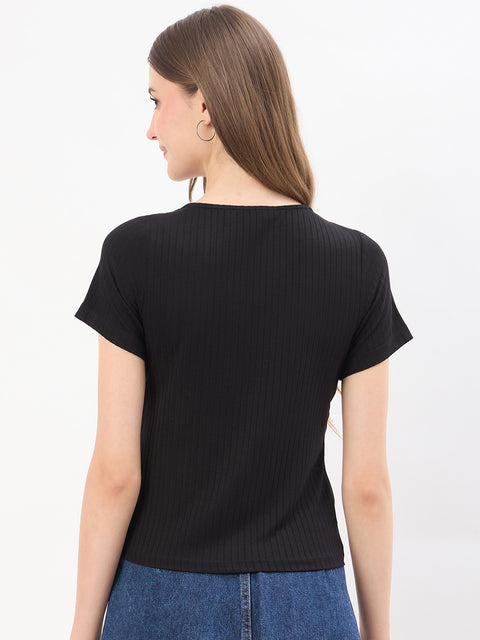 Madame Black Rayon Drape Top