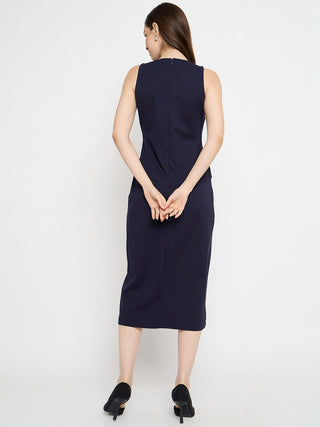 Madame Double Breasted Navy Blue Midi Dress