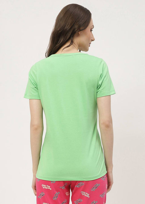 mSECRET Graphic Print Green & Peach Combo T-shirt