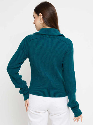 Madame Zip Up Teal Sweater
