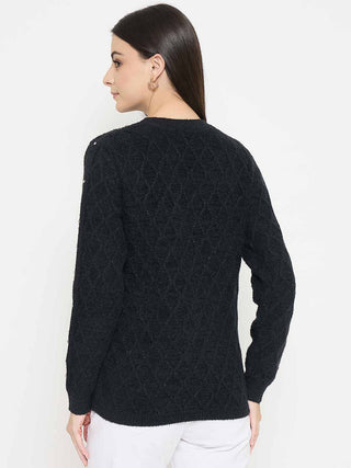 Madame Geometric Print Black Sweater