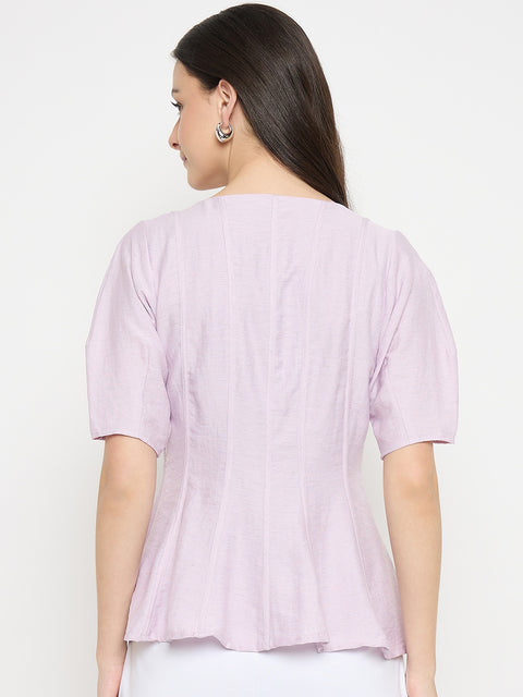 Madame Lilac Square Neck Rayon Blend Top