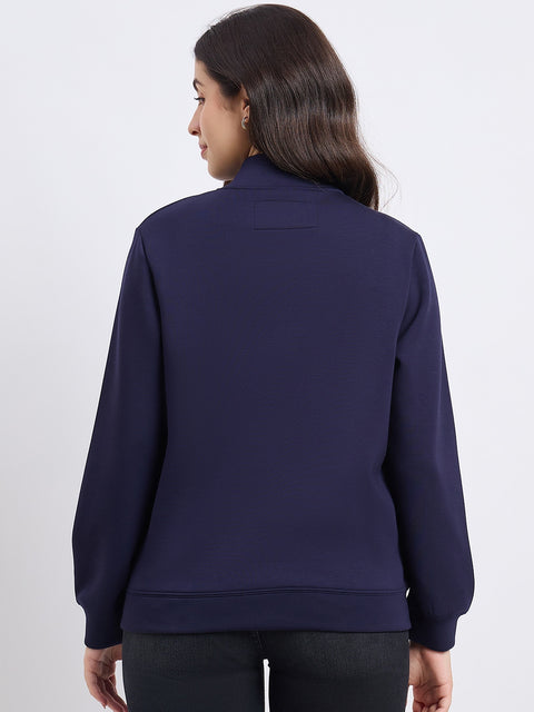Madame Solid Dark Navy Sweatshirt