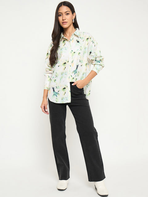 Madame All Over Botanical Print Lemon Yellow Shirt