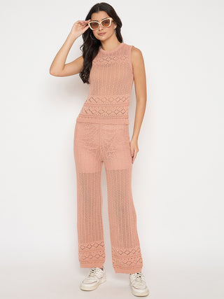 Madame Cotton Top and Bottom Rosewood Pink  Knitted Co-ord Set