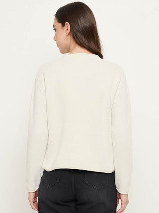 Madame Floral Print White Sweater