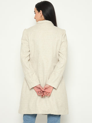 Madame Stand Collar Beige Long Coat