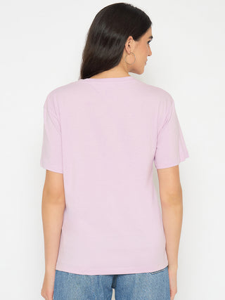 Madame Embellished Lilac Cotton T-shirt