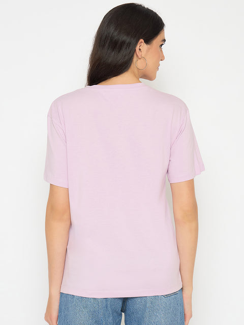 Madame Embellished Lilac Cotton T-shirt