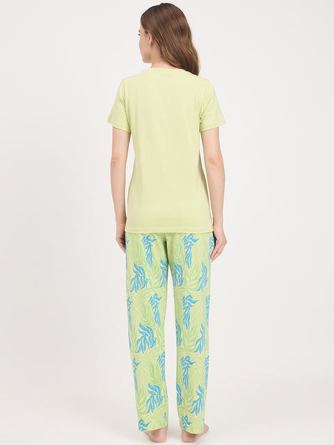 mSECRET Green Printed Cotton Night Suit