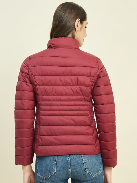 Madame Quilted Wine Red Puffer Jacket