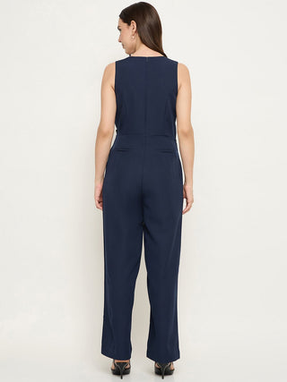 Madame Front Overlap Blue Jumpsuit