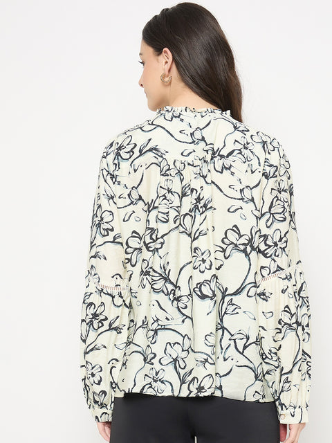 Madame Black Rayon Blend Printed Top