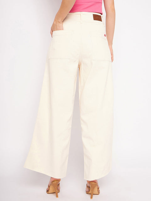 Madame Ivory Flared Cotton Pants