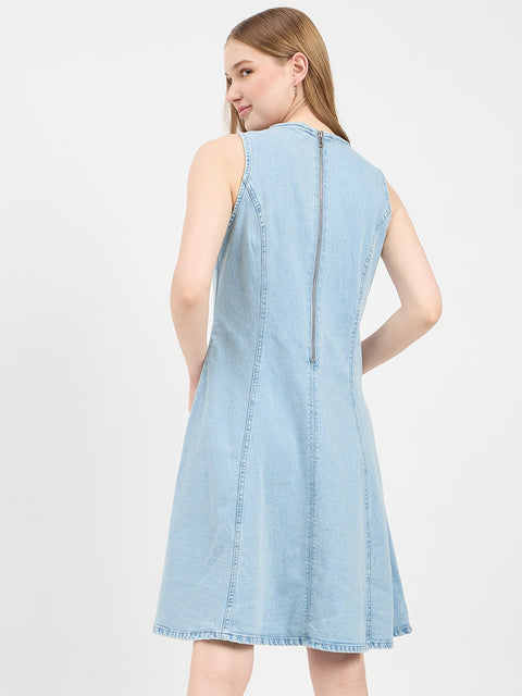 Madame Side Panel Cotton Denim Sheath Dress