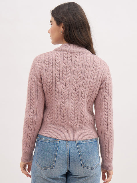 Madame Mauve Fancy Zipper Sweater