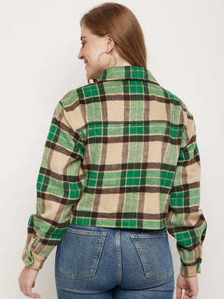 Madame Green Plaid Crop Shacket