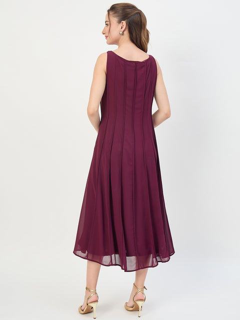 Madame Plum Embellished Fit and Flare Midi Dress