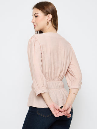 Madame Rayon Blend Pink Peplum Top
