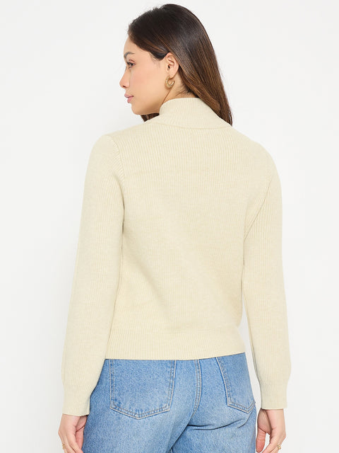 Madame Mock Neck Beige Swaeter