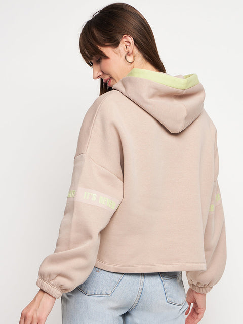 Madame Beige Hood Neck Sweatshirt