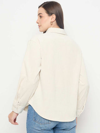 Madame Cutwork Detailed Off White Shirt