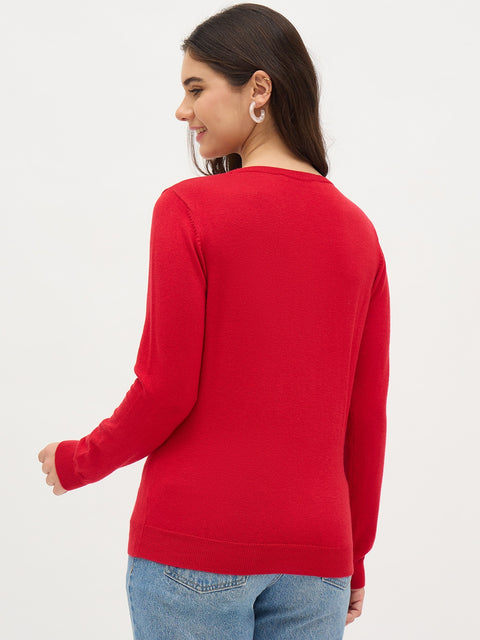 Madame Red Basic Pullover Sweater