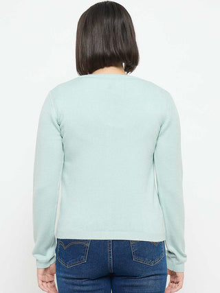 Madame V Neck Green Cardigan