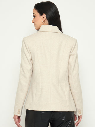 Madame Notch Lapel Beige Coat
