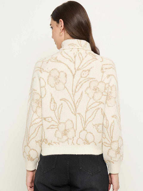 Madame Floral Print Off White Sweater