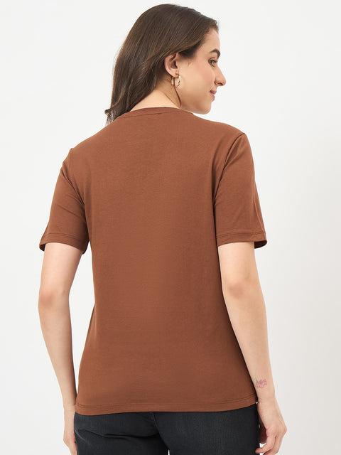 Madame Coffee Cotton Printed Half-Sleeve T-Shirt
