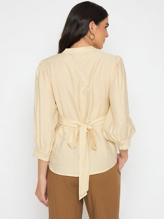 Madame Embroidered Lace Detailed Beige Top