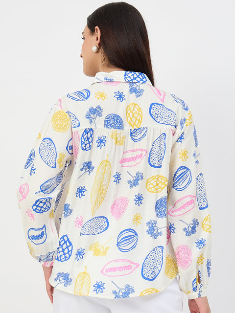 Madame Off-White Printed Viscose-Blend Shirt