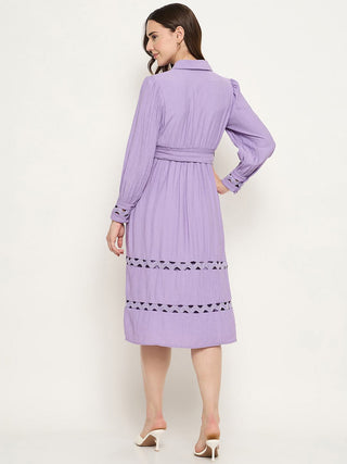 Madame Tiered Belted Lilac Maxi Shirt Dress