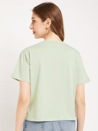 Madame Sea Green Typography T-Shirt