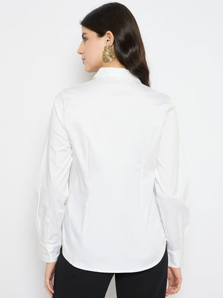 Madame White Cotton Blend Shirt