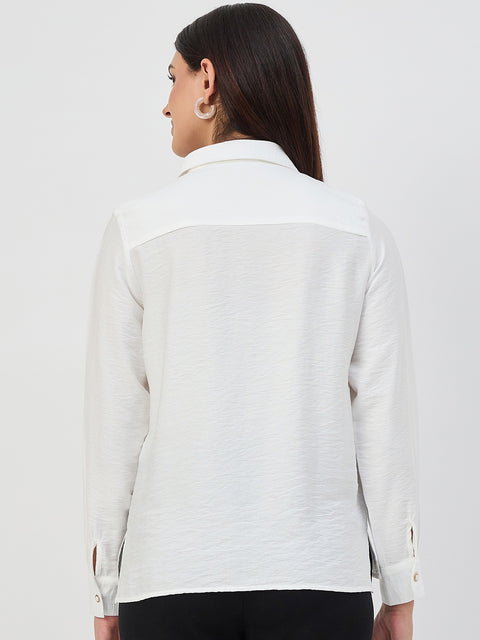 Madame White Rayon-Blend Shirt