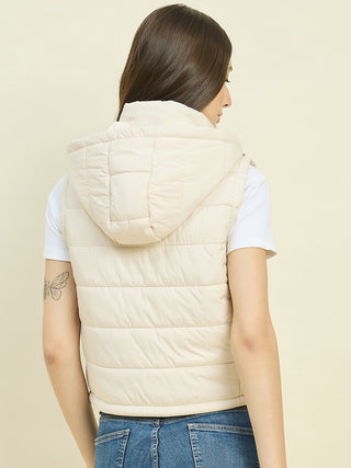 Madame Off White Sleeveless Puffer Jacket