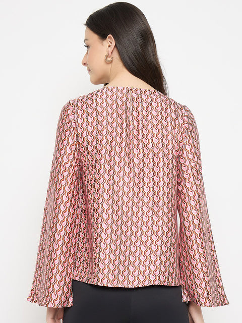 Madame Multi Color Chevron Print Top