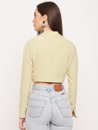 Madame Lapel Collar Lime Green Crop Blazer