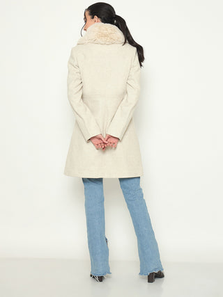 Madame Shirt Collar Beige Long Coat