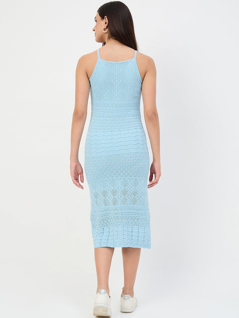 Madame Sky Blue Crochet Cotton Cami Dress