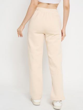 Madame Abstract Print Ivory Tapered Track Bottoms