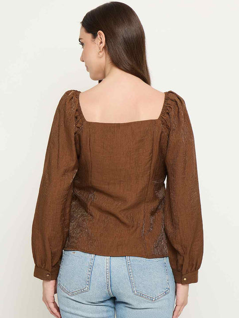 Madame Double Breasted Brown Tencel Blend Top