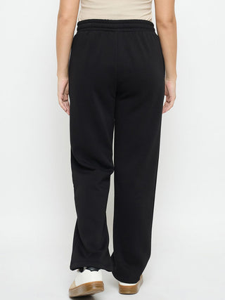 Madame Black Cotton Blend Track Bottoms