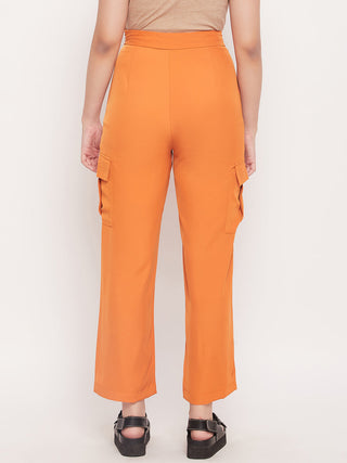 Madame Orange Zipped Cargo Pants