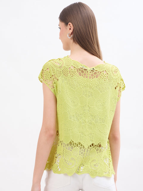 Madame Lace Fabric Lime Green Cotton Top