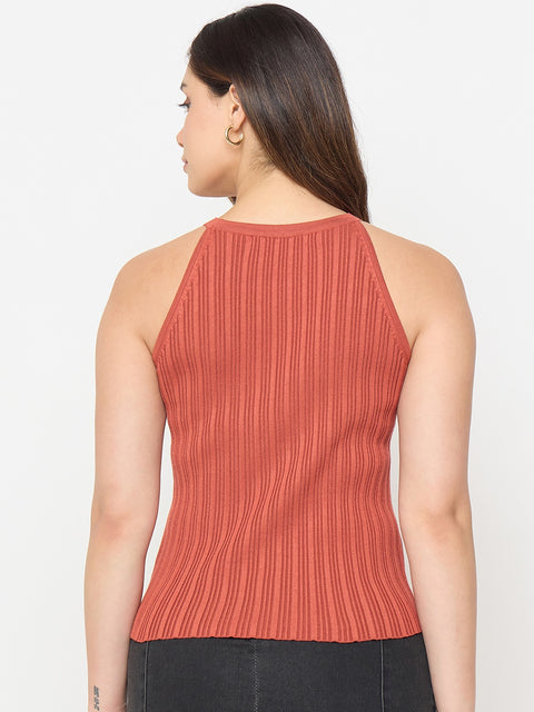 Madame Viscose Blend Halter Neck Knit Top