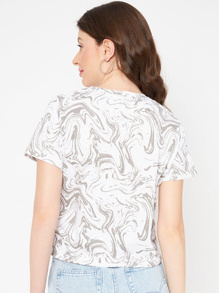 Madame Front and Back Disney Printed Cotton White T-Shirt